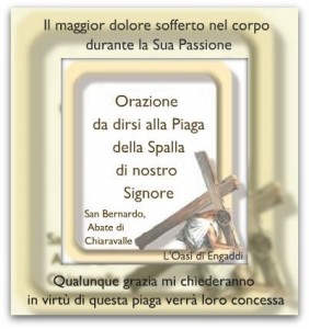 ORAZIONE PIAGA SPALLA DI NOSTRO SIGNORE Oasi