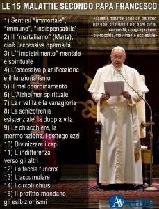 le 15 malattie secondo papa Francesco