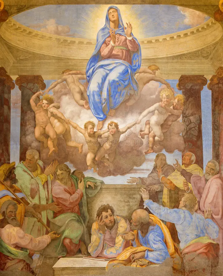 rome assumption fresco daniele da volterra church chiesa della trinita dei monti italy march 53596749