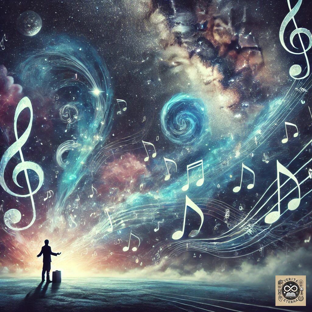 Poetic scene with music logo Verita Eterna